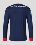 Back view of navy Mens 26/27 One Day Sweatshirt with Hill Dickinson across the upper back and red sleeve cuffs.