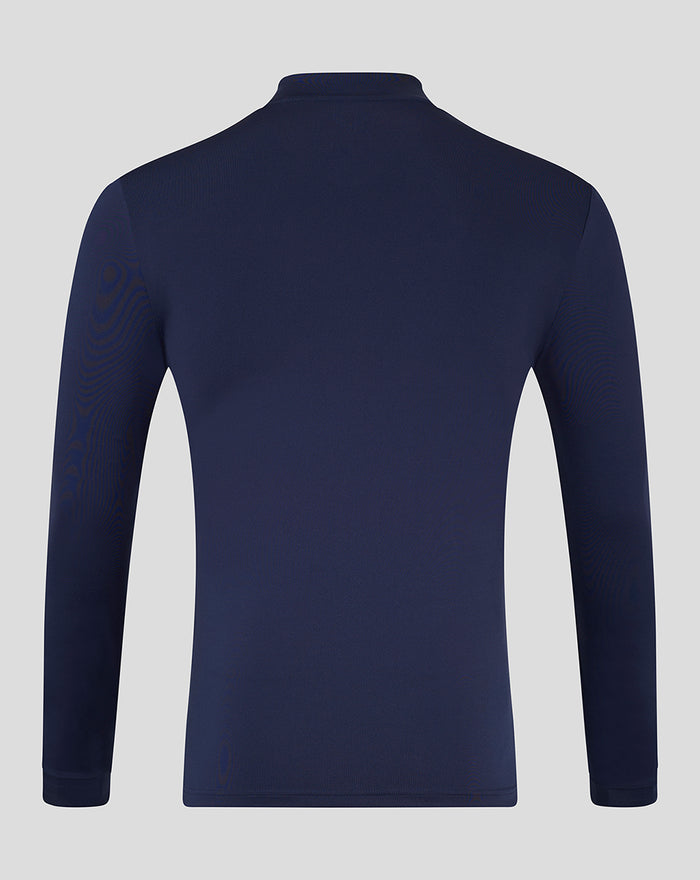 Back view of navy men's Lancashire quarter zip top